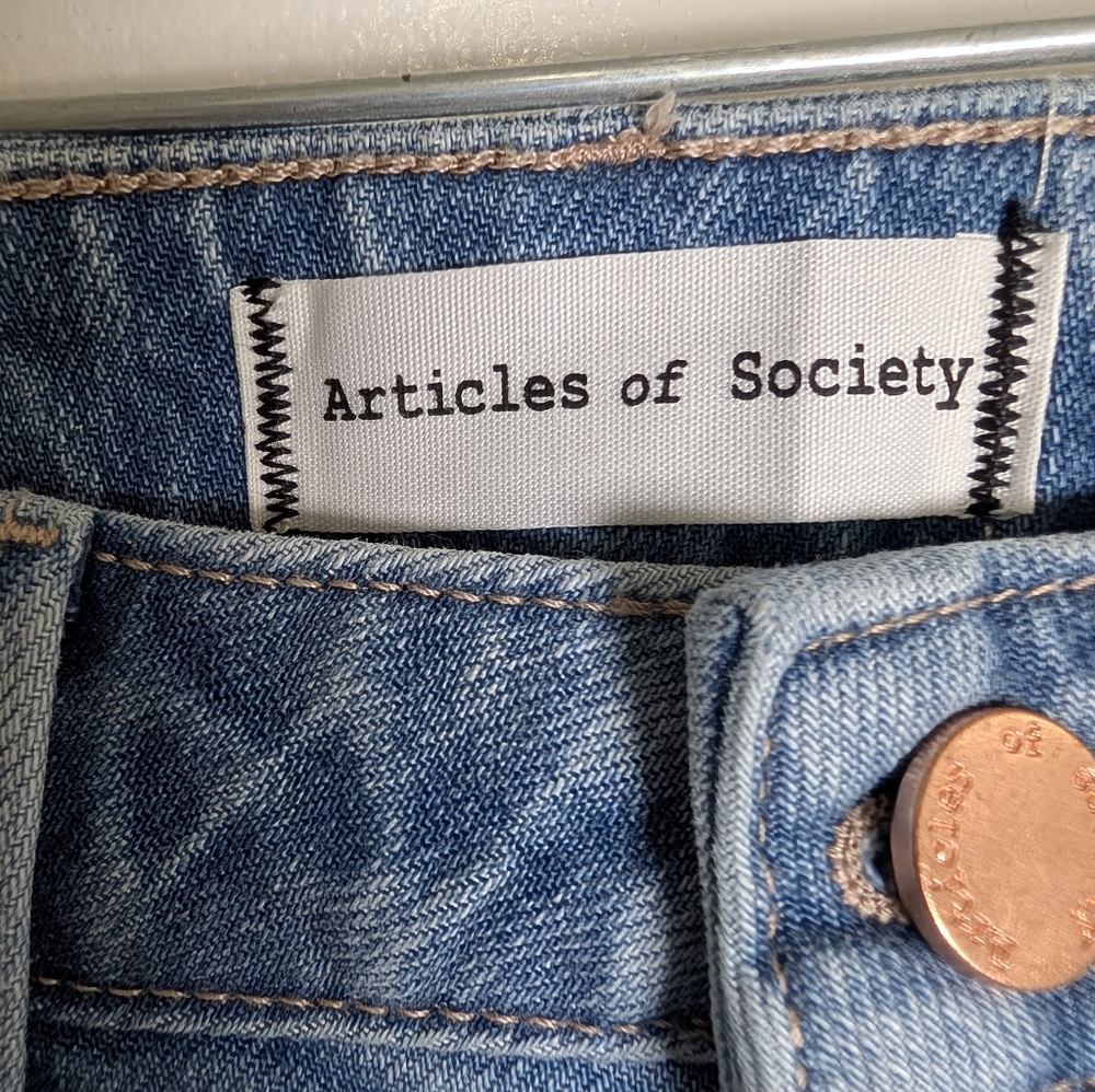 Articles of Society Wide Leg Jeans Size 26 High Rise Light Wash Denim Streetwear - Picture 7 of 8